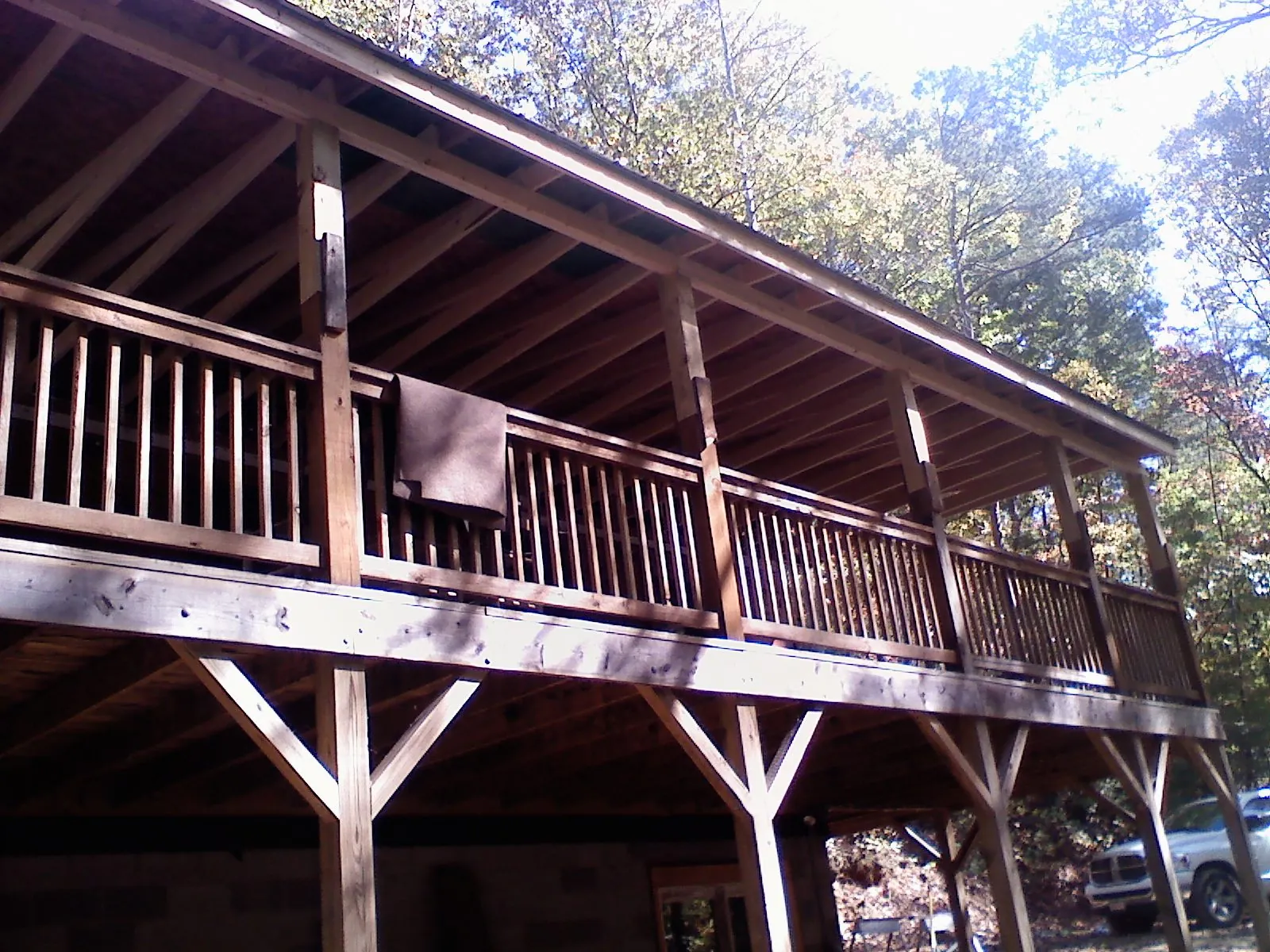 Timber framing under a new elevated porch and deck — Roof Leak Repair in Natrona Heights by Roofing Brothers